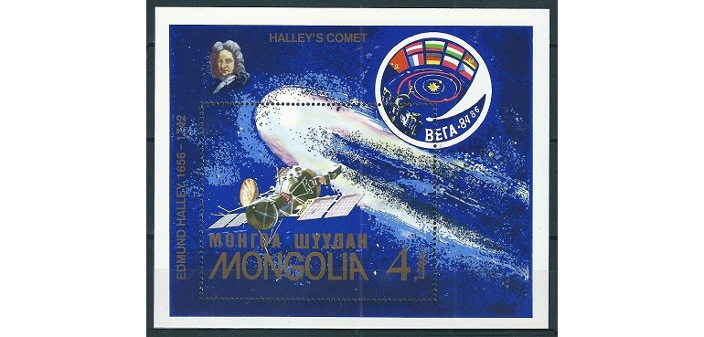 MONGOLIA 1986 - COMETA HALLEY - BLOC NESTAMPILAT - MNH / cosmos64